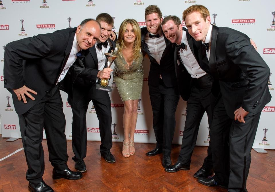 The SPEAR17 Team with their 'Inspiring Others' award and television star Penny Lancaster. 