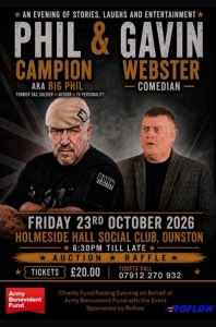 Phil Campion and Gavin Webster charity fundraising event poster
